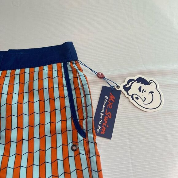 NWT MR. SWIM Shifted Orange Retro Swim Trunks Shorts Size 30 New - Picture 6 of 13